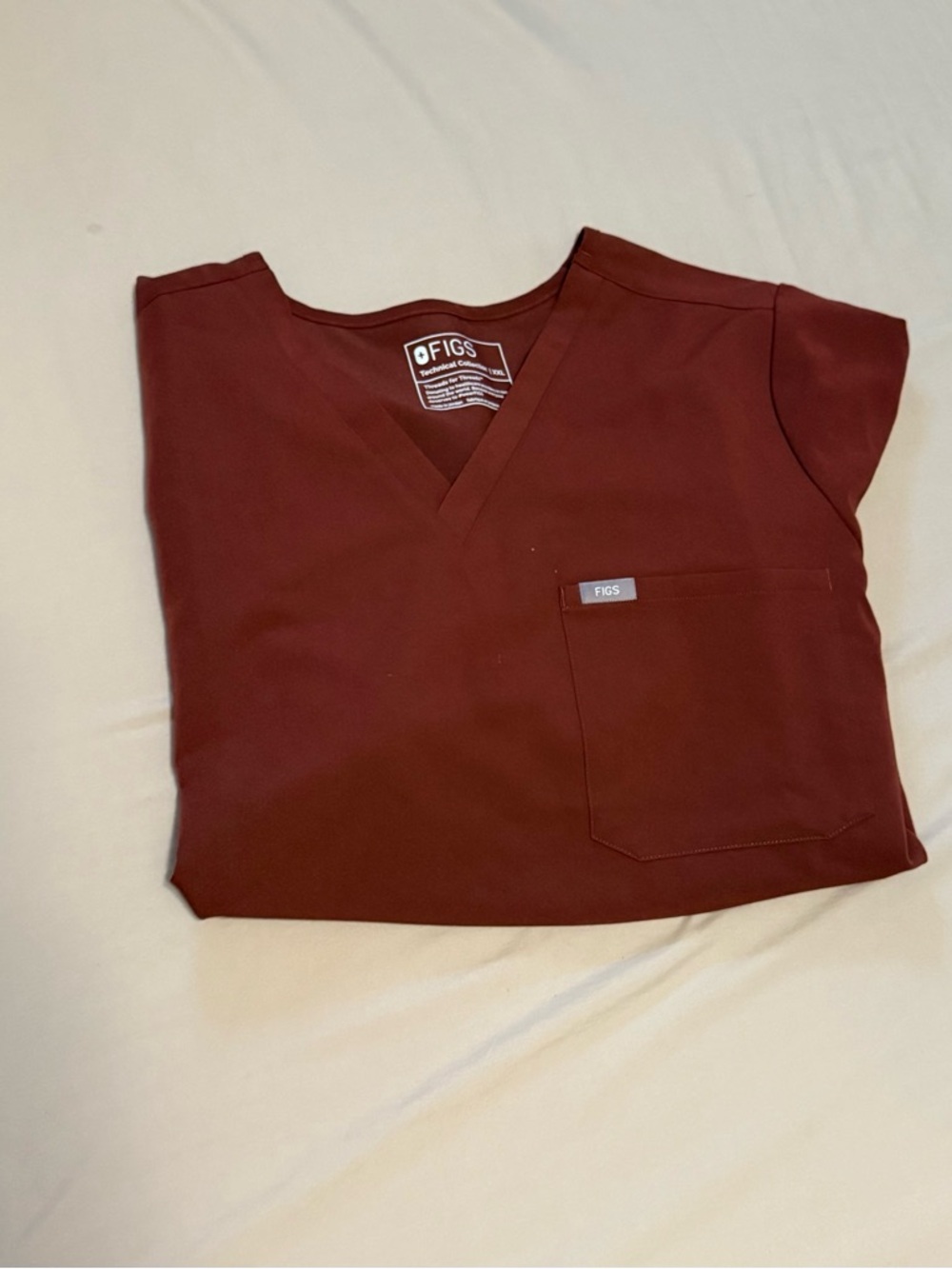 Figs V-Neck Scrub Top in Burgundy Red